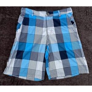 Lululemon Golf Shorts Plaid Performance Stretch Flat Athletic Size 34 Blue Grey